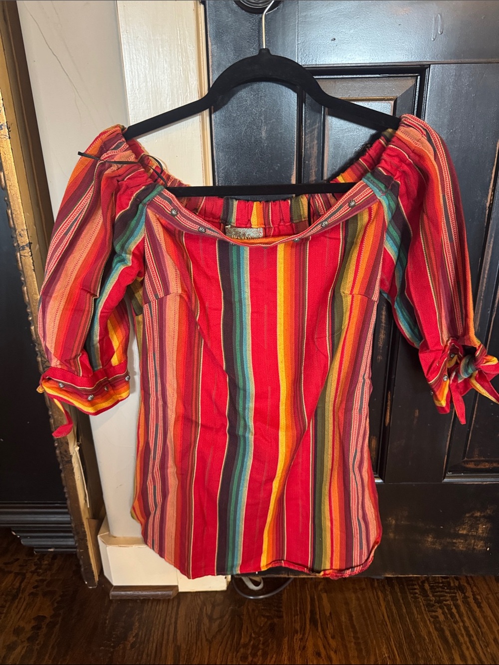 Striped Off-Shoulder Women’s Top in Red Silverado Brand size small
